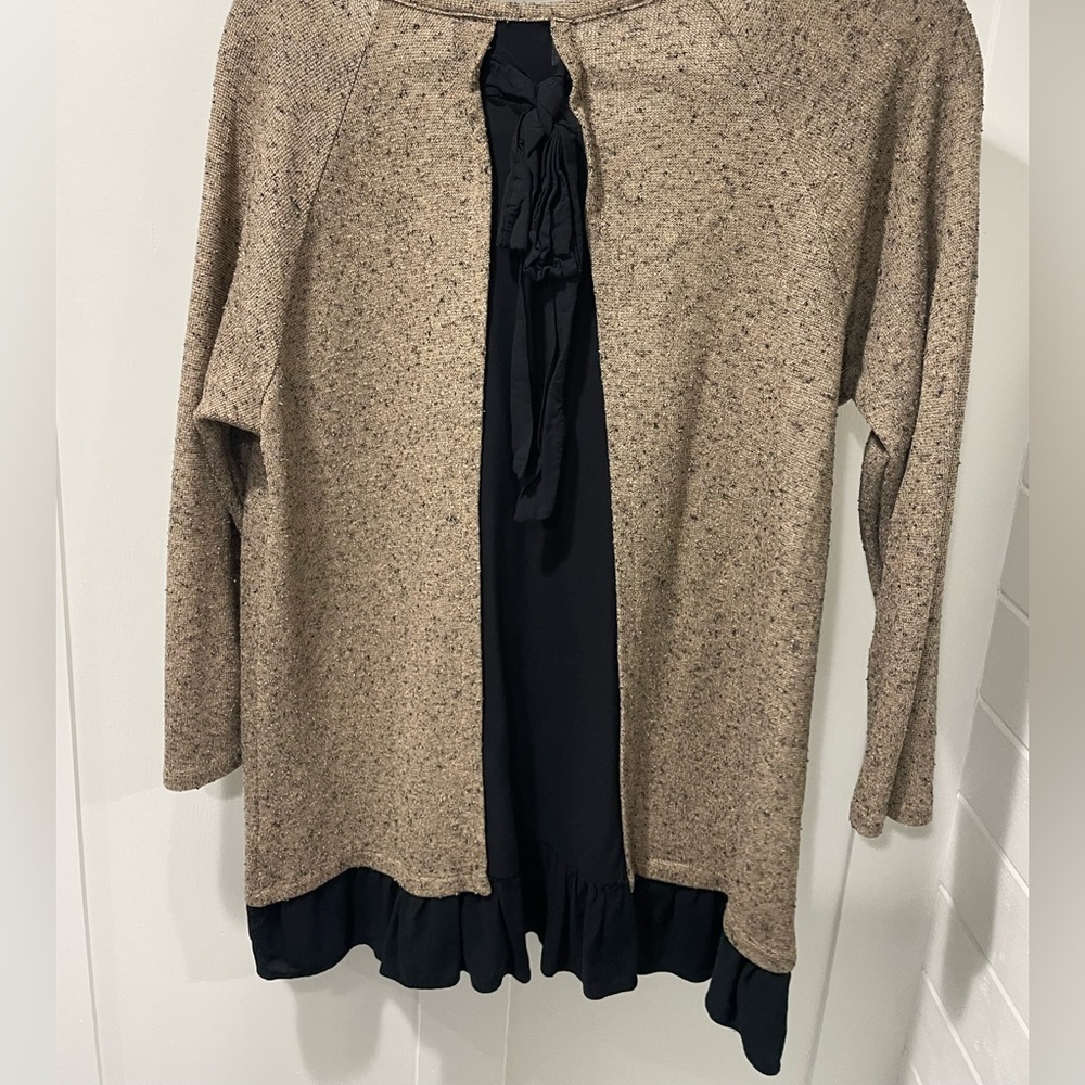 Layered Knit Tunic Top with Ruffle Hem - Beige by Unknown - Picture 3 of 3